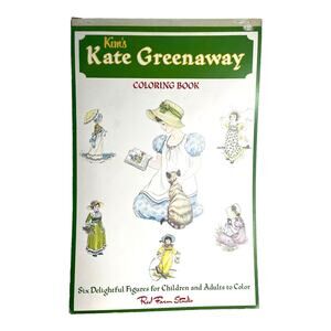 VTG Red Farm Studio Kims Kate Greenaway COLORING BOOK 6 PG Attached 18" Girl Art